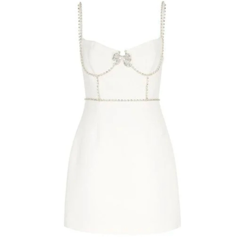 Self-portrait white mini dress with bow